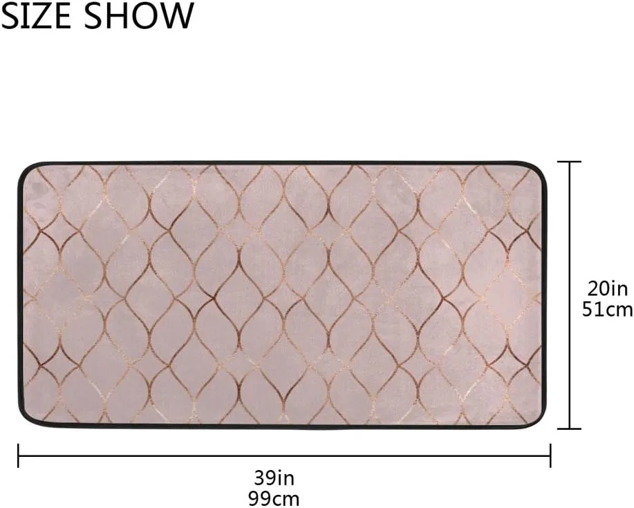 Kitchen Rugs Runner Non Slip Comfort Standing Mat Machine Washable Absorption Quick Dry Durable Floor Mats Carpet for Office Laundry Living Room Bronze Glitter Knitted Mesh 39x20 inch