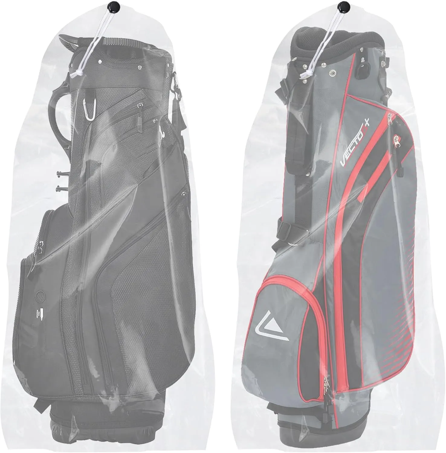 Klmnop 2 Pack Golf Bag Cover, 31" x 62" Large Dust Covers with Drawstring(4 Mil), Multi-Purpose Clear Plastic Storage Bag for Home Storage(Clear)