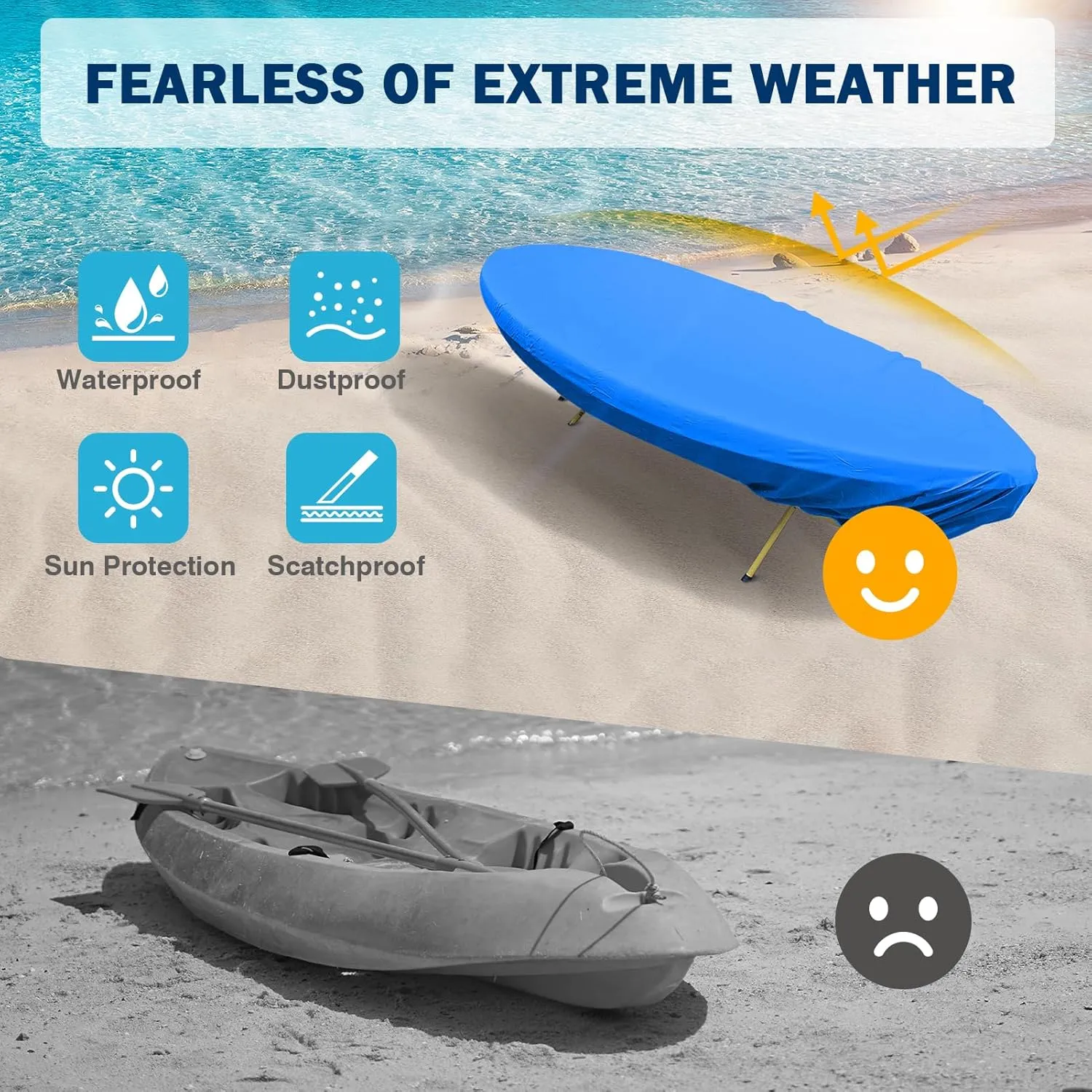 Kohree 420D Kayak Cover Waterproof, Kayak Covers for Outdoor Storage, Heavy Duty UV Protection Paddle Board Covers SUP Canoe Cover, 10.2-11.5ft / 11.8-13.1ft