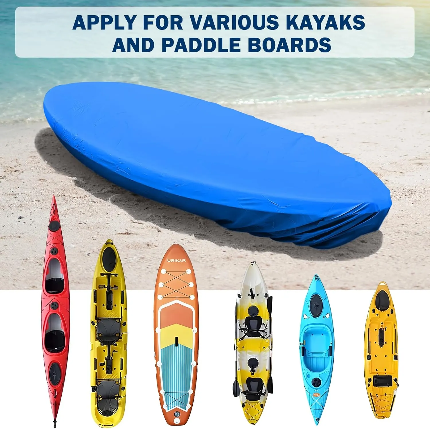Kohree 420D Kayak Cover Waterproof, Kayak Covers for Outdoor Storage, Heavy Duty UV Protection Paddle Board Covers SUP Canoe Cover, 10.2-11.5ft / 11.8-13.1ft