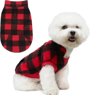 KOOLTAIL Small Dog Winter Jacket, Vest Sweater with Pocket, Leash Hole, Windproof, Red Plaid