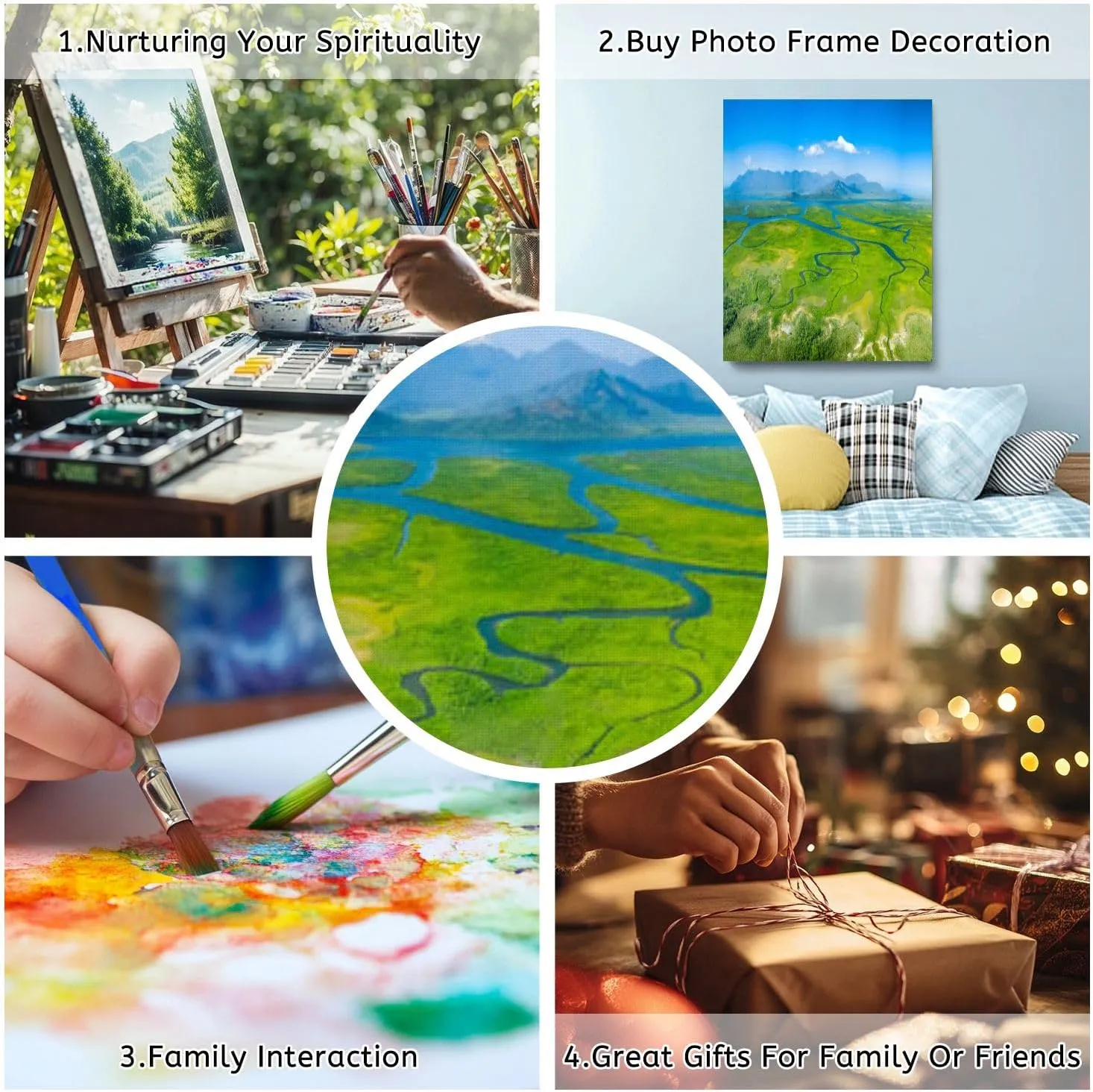KSYGYFRUDE Paint by Numbers Kit for Adults Beginner DIY Meandering Rivers mangroves Hinchinbrook Island Framed Painting by Numbers with Tabletop Easel Canvas Acrylic Oil Painting 16"x20"