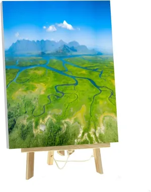 KSYGYFRUDE Paint by Numbers Kit for Adults Beginner DIY Meandering Rivers mangroves Hinchinbrook Island Framed Painting by Numbers with Tabletop Easel Canvas Acrylic Oil Painting 16"x20"