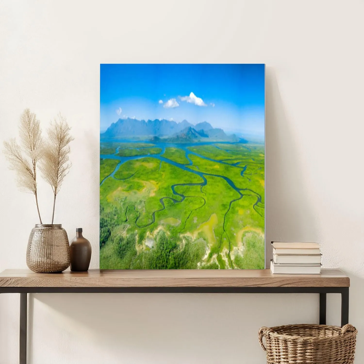 KSYGYFRUDE Paint by Numbers Kit for Adults Beginner DIY Meandering Rivers mangroves Hinchinbrook Island Framed Painting by Numbers with Tabletop Easel Canvas Acrylic Oil Painting 16"x20"
