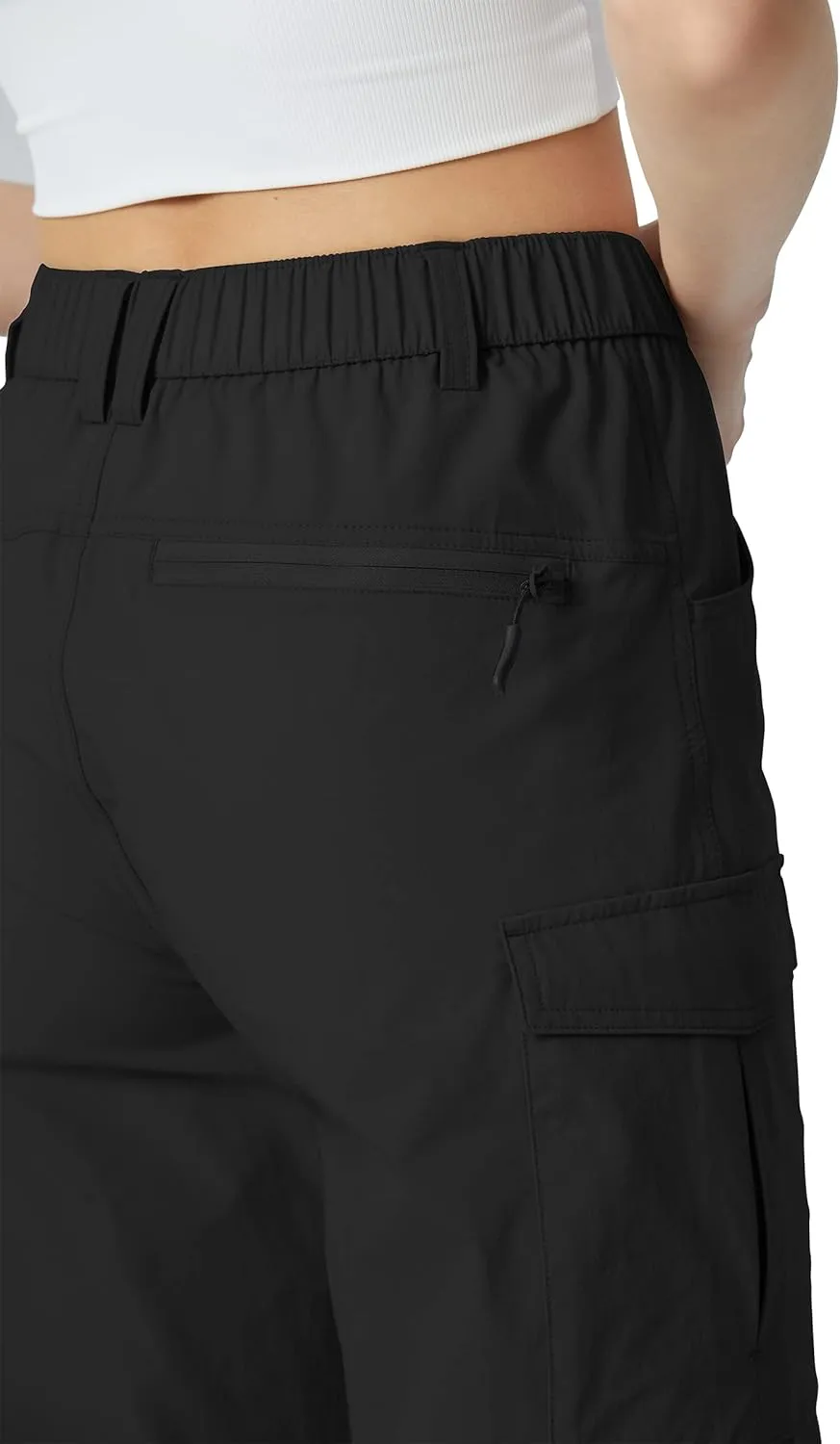 Kuenlun Top Women's Hiking Capri Lightweight Quick Dry Cargo Pants for Travel Outdoor UPF 50 Water Resistant with Zip Pockets