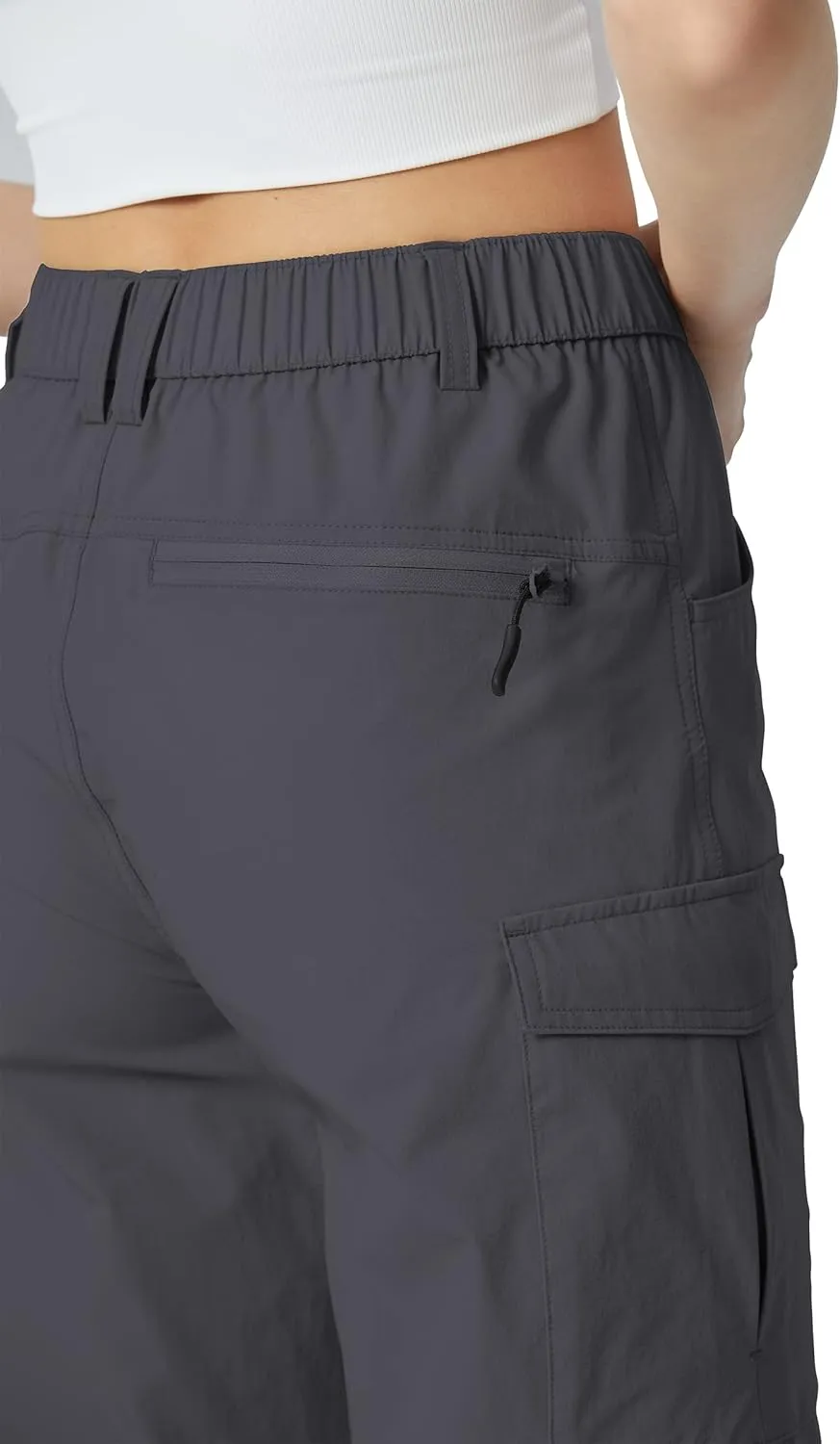 Kuenlun Top Women's Hiking Capri Lightweight Quick Dry Cargo Pants for Travel Outdoor UPF 50 Water Resistant with Zip Pockets