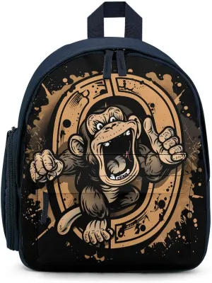 Kung Fu Apes Chimpanzee Monkey Small Basic Backpack Casual Lightweight Bag Cute Print Travel Blue-style