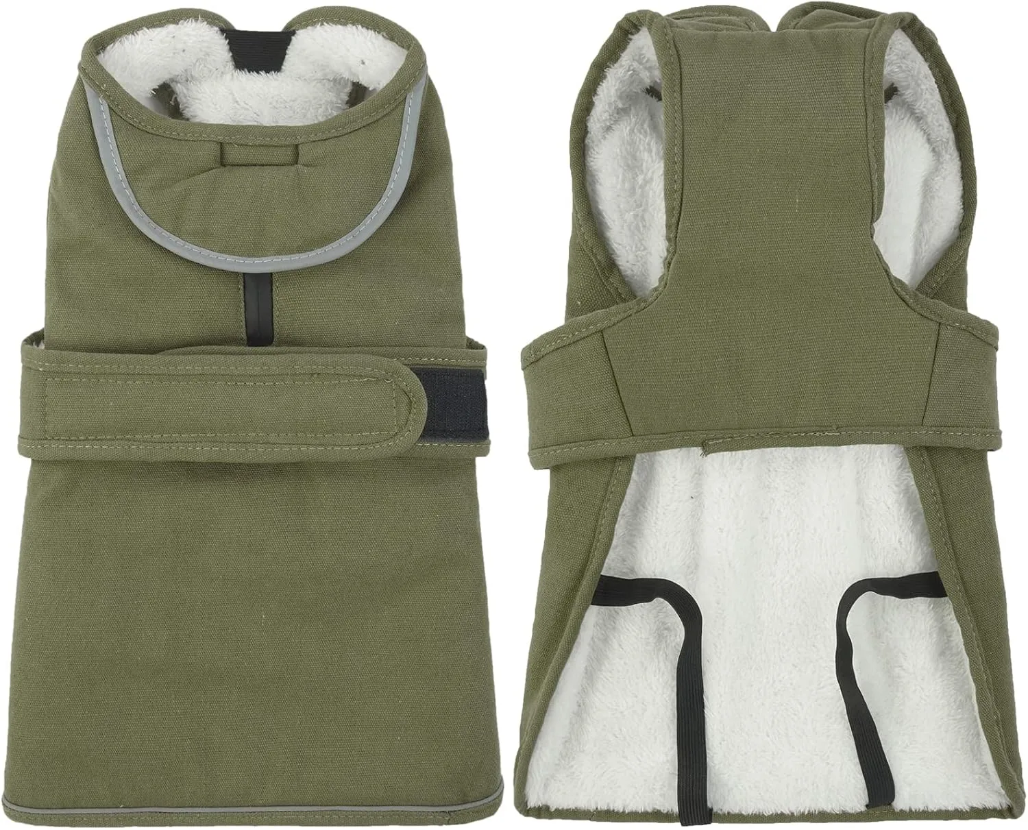 Kuoser Canvas Dog Winter Coat: Warm, Reflective Fleece, Waterproof with Zipper & Leash Hole for Small to Large Dogs
