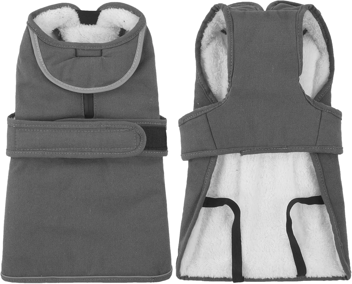 Kuoser Canvas Winter Coat, Warm Jacket Reflective Fleece Cold Weather Coat, Waterproof Vest With Zipper Leash Hole for Small Medium Large Dogs