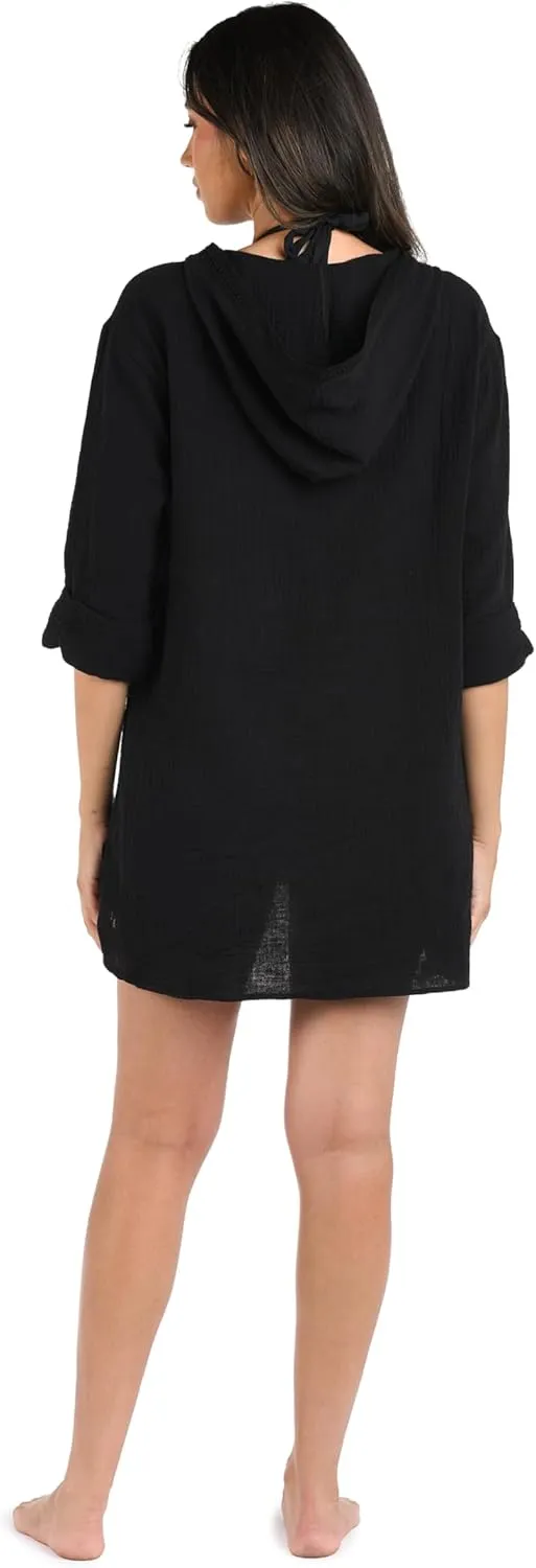 La Blanca Women's Between The Lines Pullover Square Hoodie Cover Up