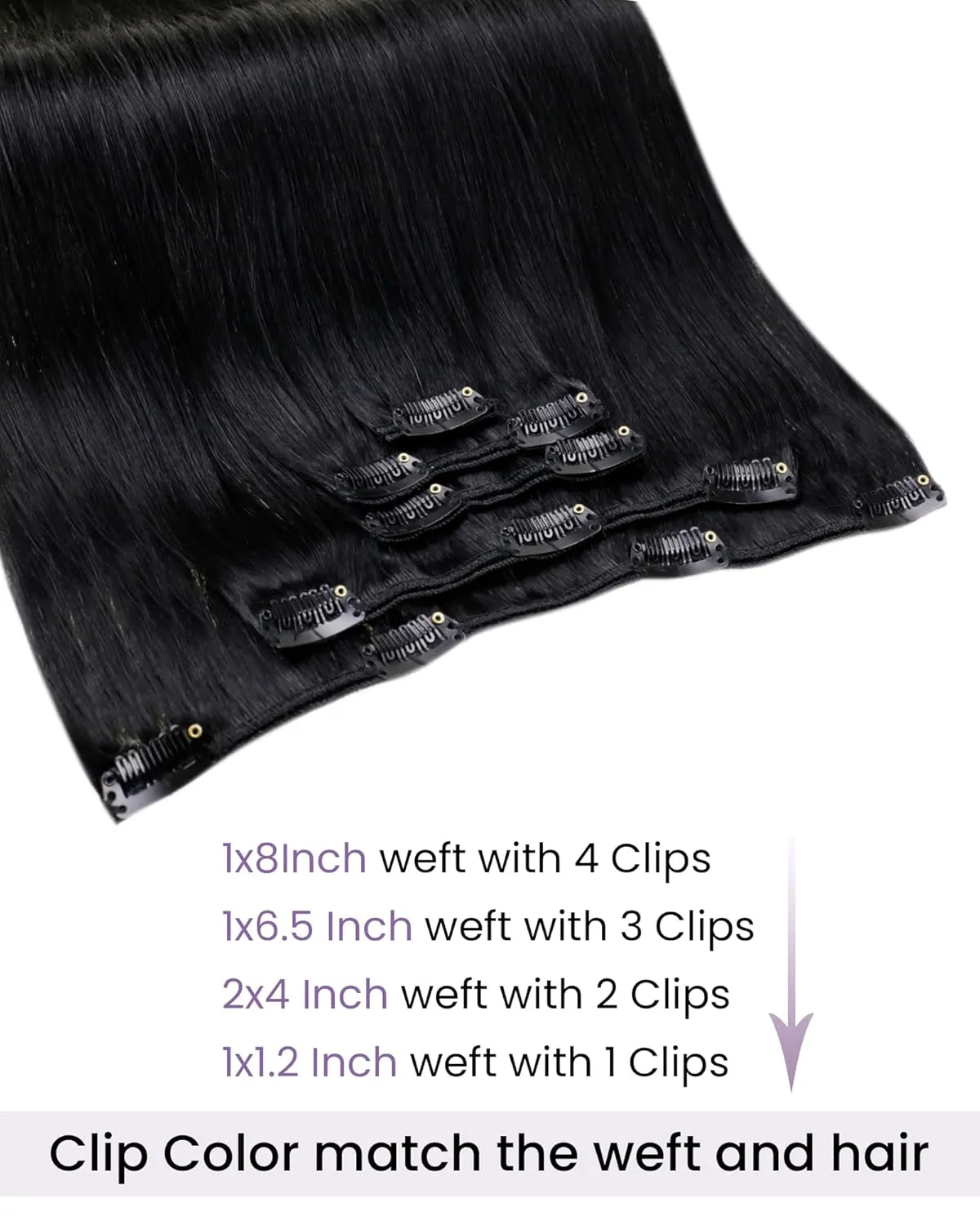 LaaVoo Clip in Hair Extensions Real Human Hair Jet Black Human Hair Clip in Extensions 20Inch Black Real Human Hair Extensions Clip ins Double Weft 5pcs 80g