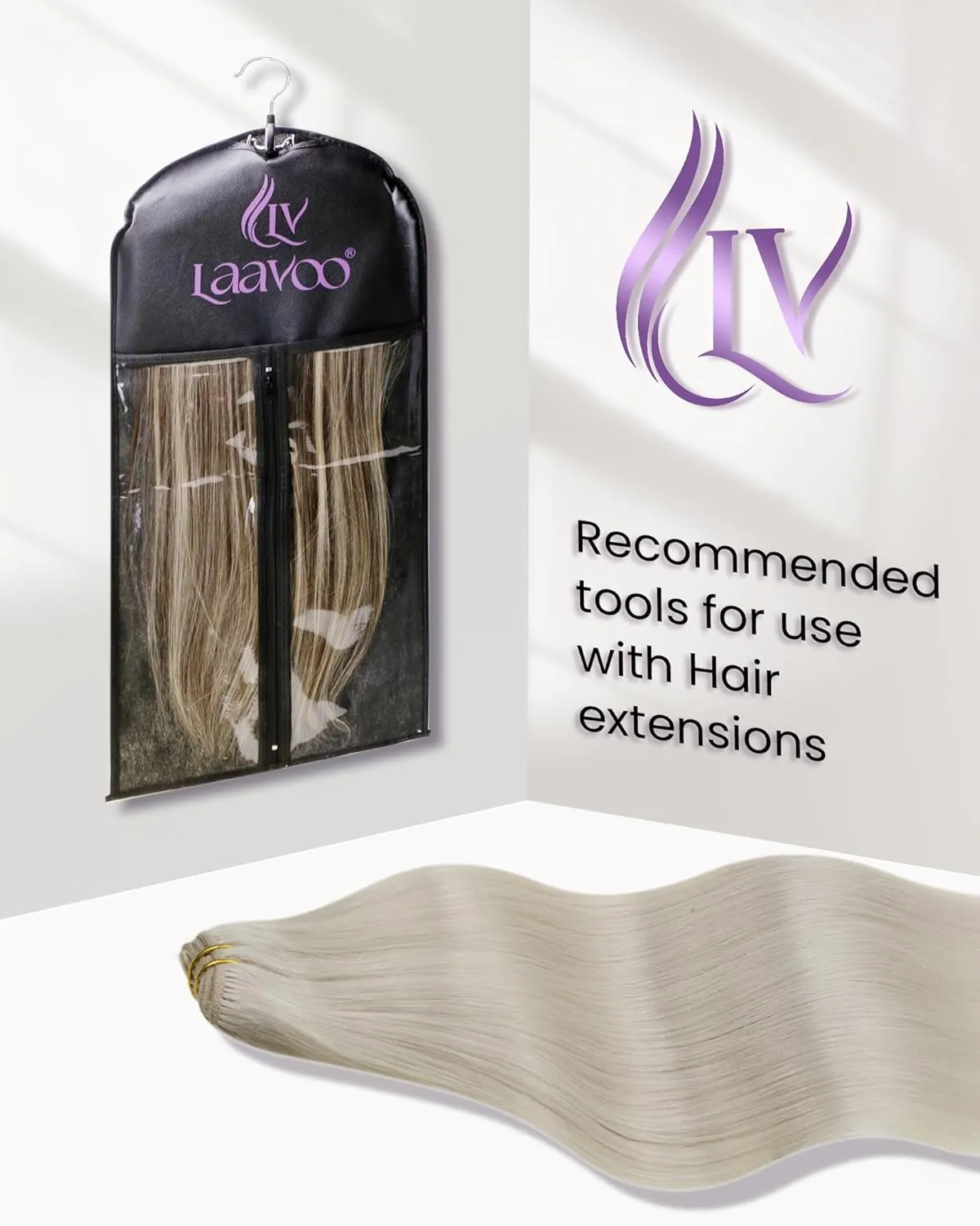 LaaVoo Human Hair Clip in Extensions Blonde Clip in Hair Extensions Real Human Hair Platinum Blonde Hair Extensions Clip ins Soft Straight Full Head 22 Inch 5pcs/80g