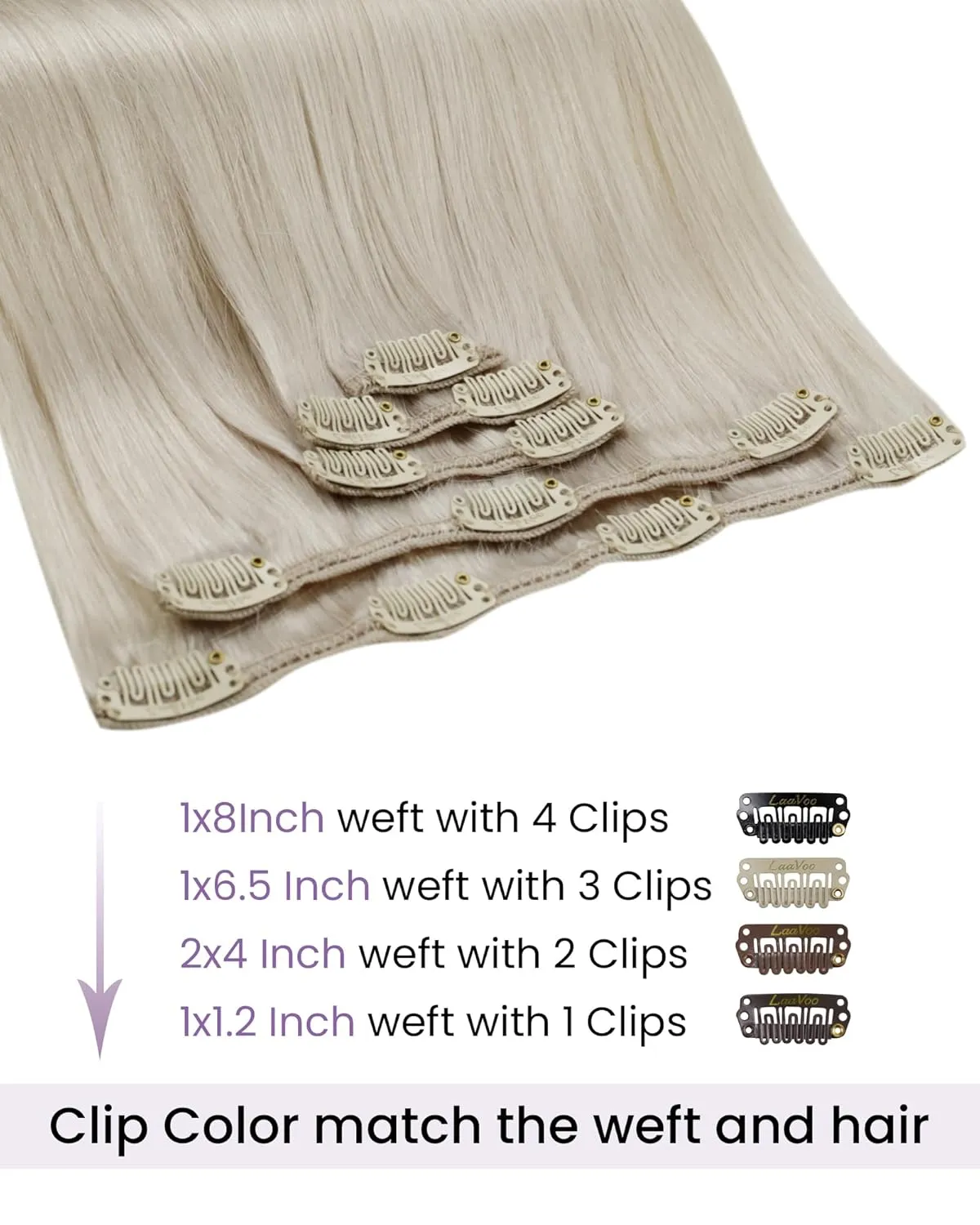 LaaVoo Human Hair Clip in Extensions Blonde Clip in Hair Extensions Real Human Hair Platinum Blonde Hair Extensions Clip ins Soft Straight Full Head 22 Inch 5pcs/80g