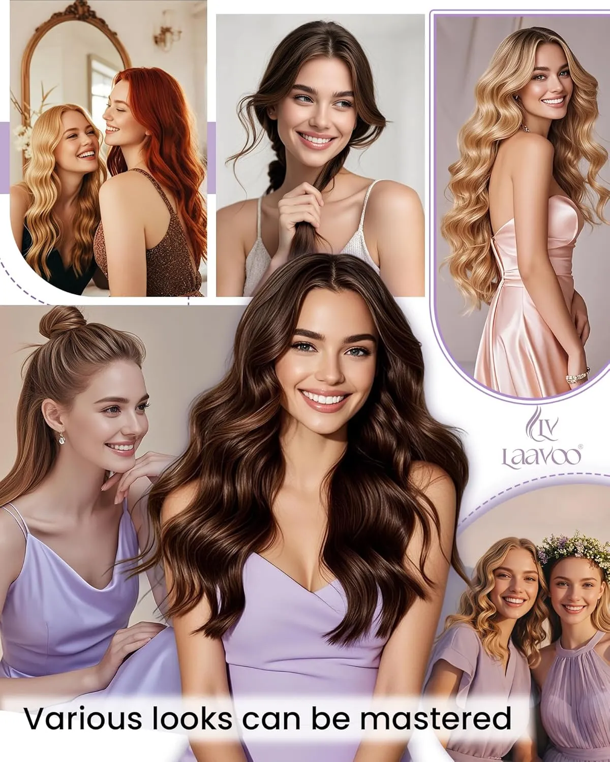LaaVoo Human Hair Clip in Extensions Jet Black Clip in Hair Extensions Real Human Hair #1 Black Real Human Hair Extensions Straight Double Weft 22 Inch 5pcs 80g