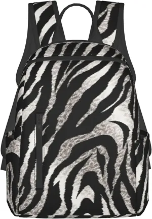 Laptop Backpack Lightweight Hiking Backpack Black and white zebra print Weekender Bag Travel Daypack for Women Men