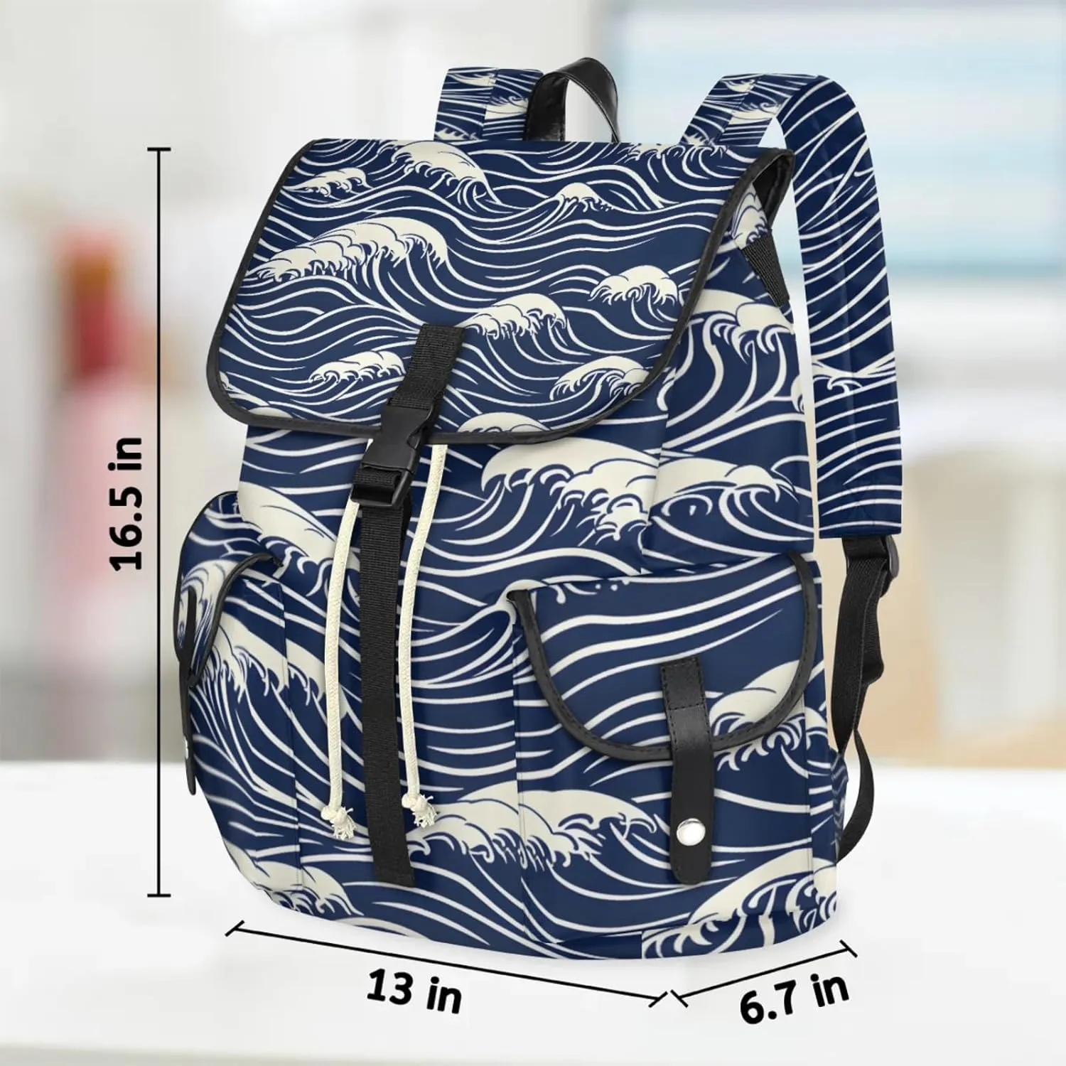 Laptop Backpacks Seawater Print Travel Backpack for Women Work Backpack Computer Bag for Business Travel Fits 15 Inch Laptop