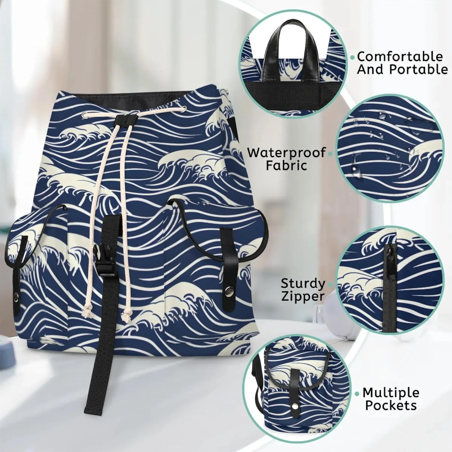 Laptop Backpacks Seawater Print Travel Backpack for Women Work Backpack Computer Bag for Business Travel Fits 15 Inch Laptop