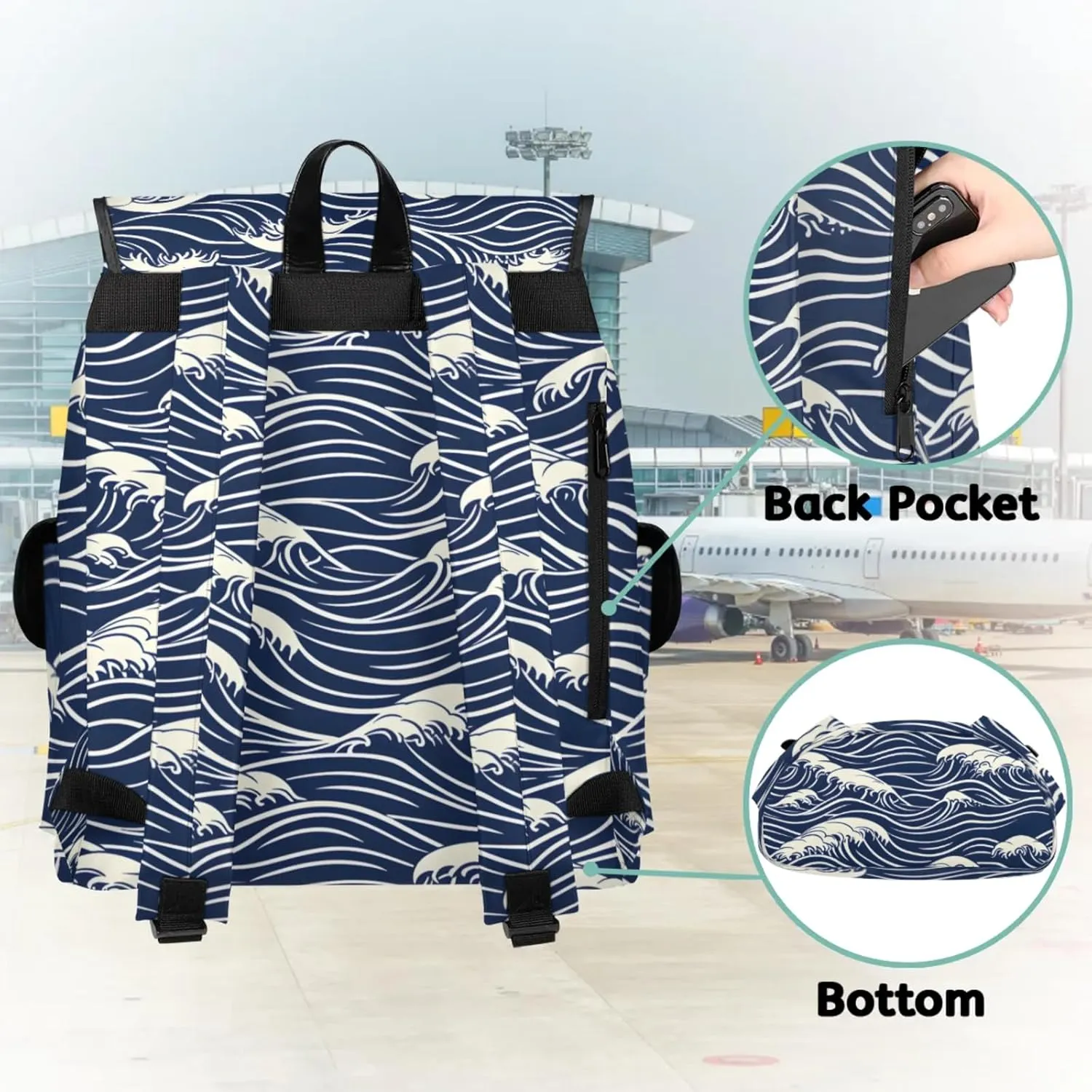 Laptop Backpacks Seawater Print Travel Backpack for Women Work Backpack Computer Bag for Business Travel Fits 15 Inch Laptop