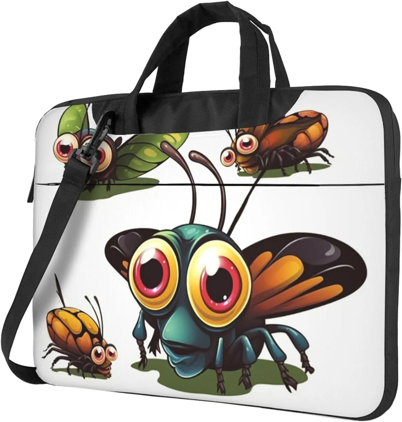 Laptop Sleeve Bag Shockproof Notebook Case Cartoon Insect Computer Carrying Case with Shoulder Strap 15.6 inch