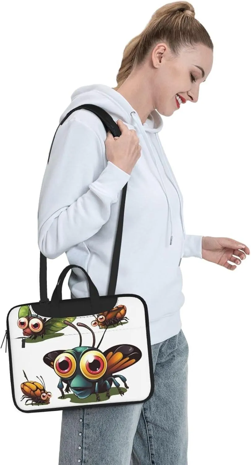 Laptop Sleeve Bag Shockproof Notebook Case Cartoon Insect Computer Carrying Case with Shoulder Strap 15.6 inch