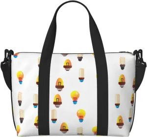 Laptop Tote Bag for Women Work - Light Bulb Pattern Clean Gym Bag for Women Men, Crossbody Travel Bags for Women Men Carry On, Weekender Bags for Women Travel