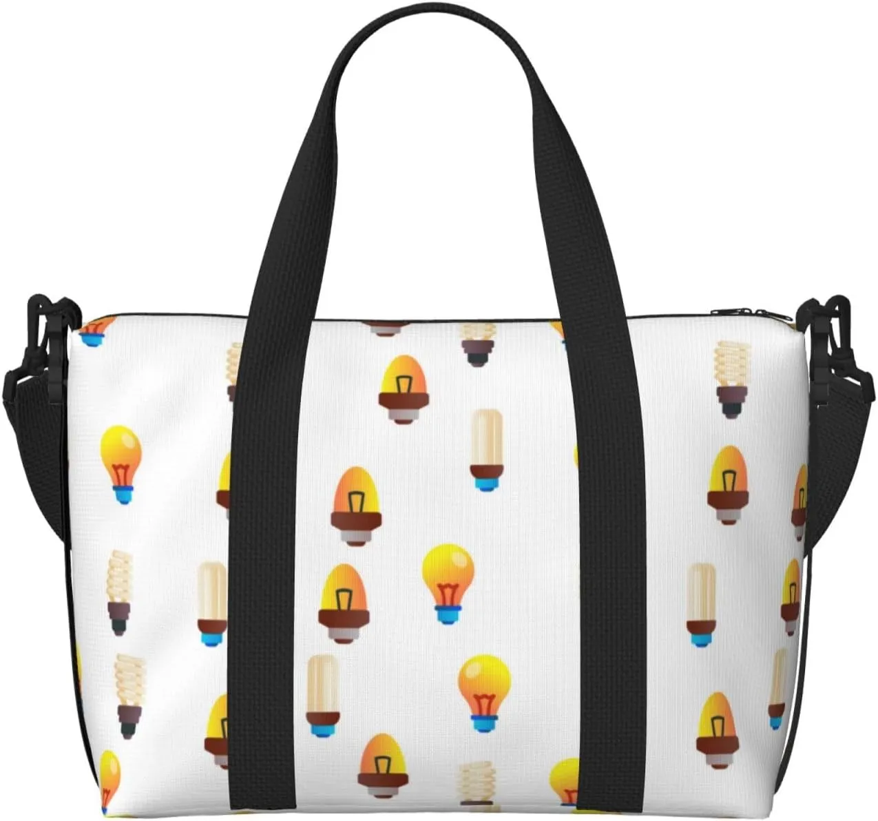 Laptop Tote Bag for Women Work - Light Bulb Pattern Clean Gym Bag for Women Men, Crossbody Travel Bags for Women Men Carry On, Weekender Bags for Women Travel
