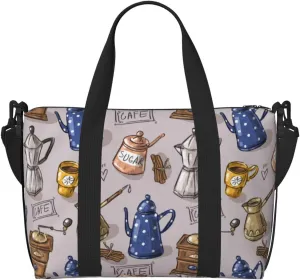 Laptop Tote Bag for Women Work - Vintage Teapot Coffee Grinder Gym Bag for Women Men, Crossbody Travel Bags for Women Men Carry On, Weekender Bags for Women Travel
