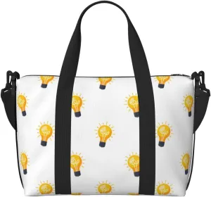 Laptop Tote Bag for Women Work - white Light Bulbs Pattern Gym Bag for Women Men, Crossbody Travel Bags for Women Men Carry On, Weekender Bags for Women Travel