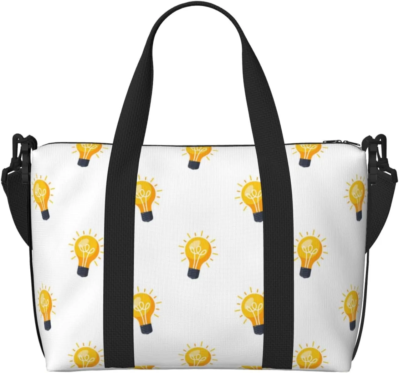Laptop Tote Bag for Women Work - white Light Bulbs Pattern Gym Bag for Women Men, Crossbody Travel Bags for Women Men Carry On, Weekender Bags for Women Travel
