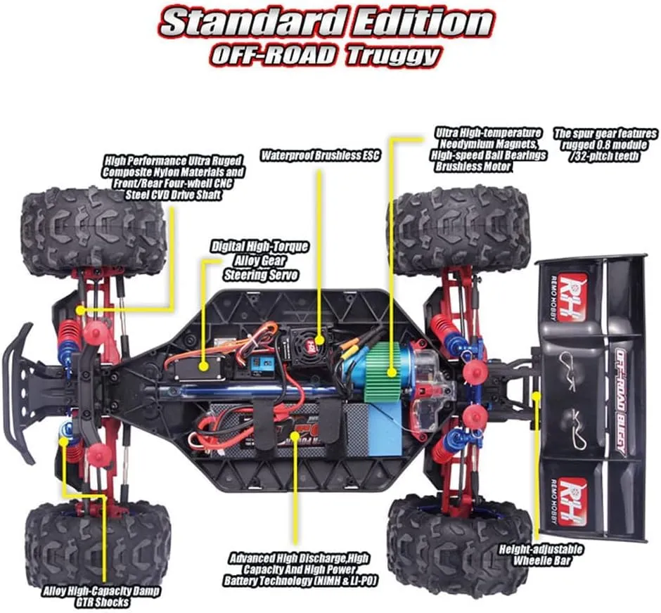 Large Brushless High Speed RC Cars for Adults, 1:8 RC Trucks 50 KM/H, All Terrain Offroad Monster Truck Waterproof Hydraulic Shock Absorption RC Vehicle