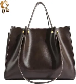 Large Capacity Faux Leather Satchel Handbag,Slouchy Work Tote Bag for Women,Fall Winter Purse Shoulder Bag with Zipper
