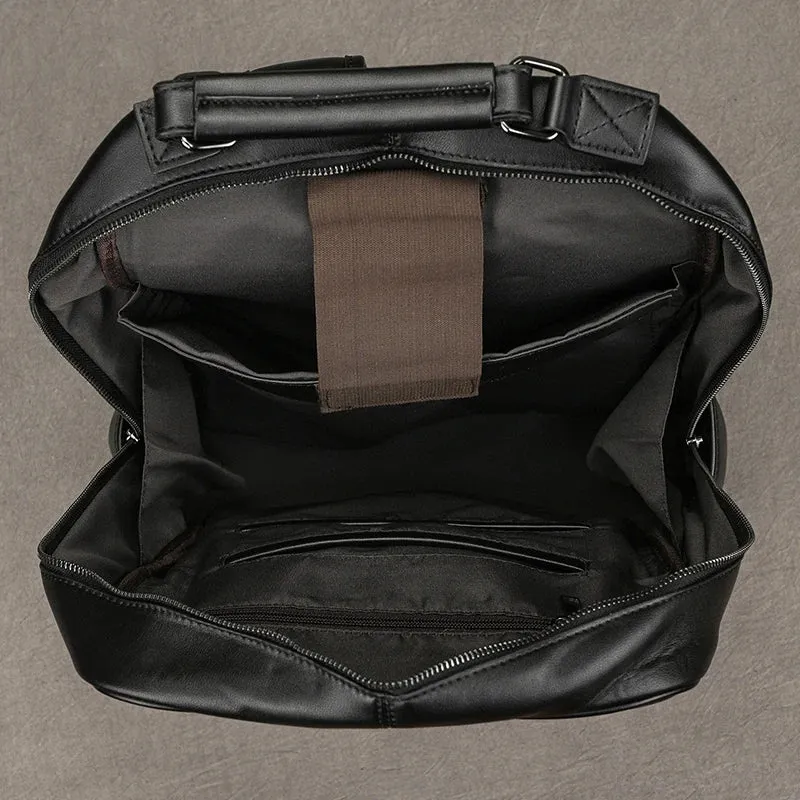 Large Capacity Leather Backpack Men 15.6" Laptop Travel Bag