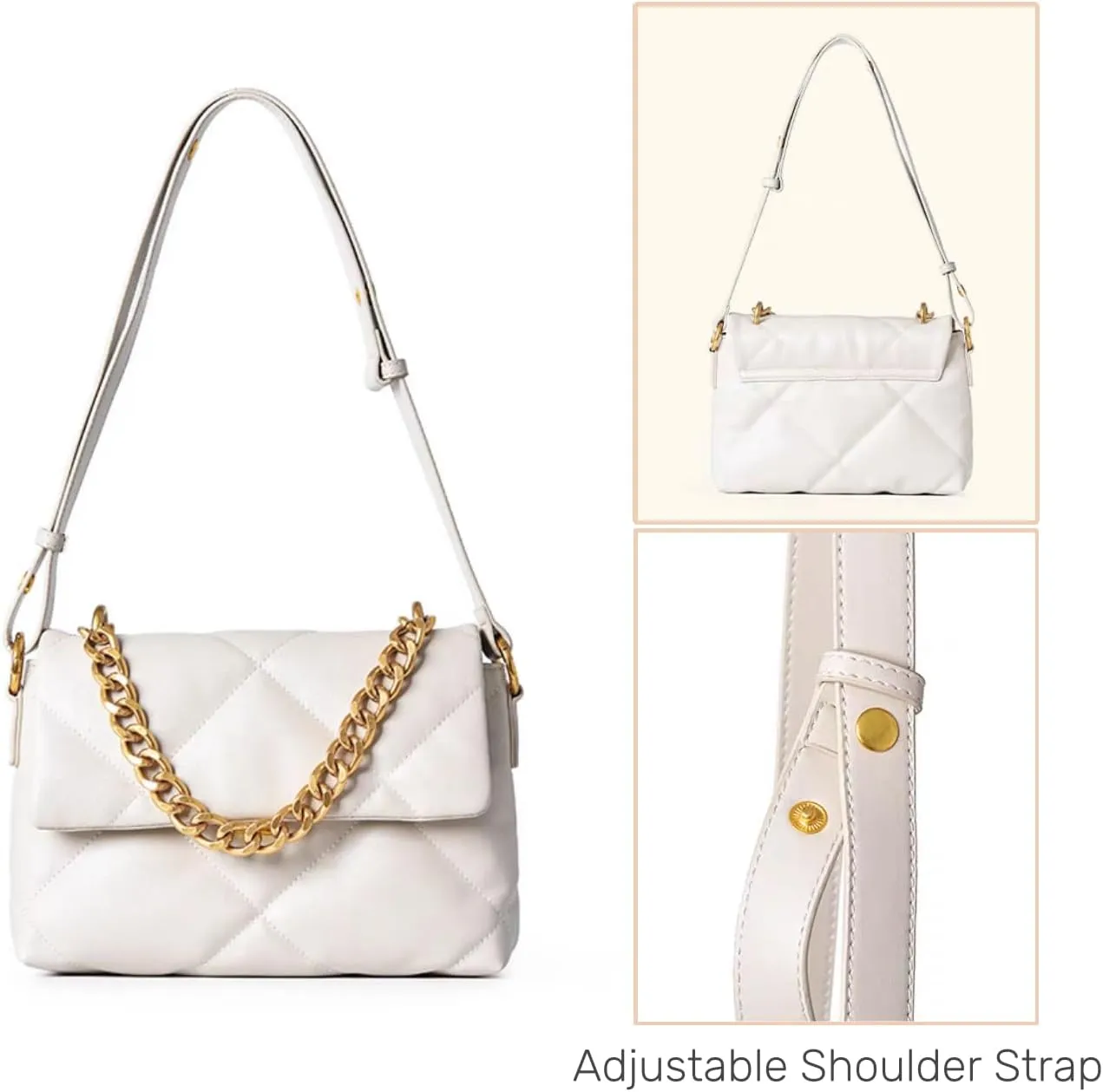 Large Capacity Quilted Bag Flap Bags for Women Trendy Tote Shoulder Crossbody Bags Travel Handbags with a Golden Chain