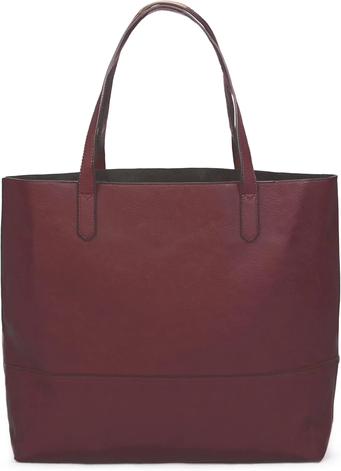 Large Vegan Leather Tote - Womens Slouchy Shoulder Bag with Open Top