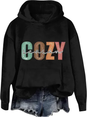 LCMTWX Women's Casual Hoodies Long Sleeve Jacket Floral Women Print Fashion Pocket Women's Coat Loose Sweatshirt with Fall Sw