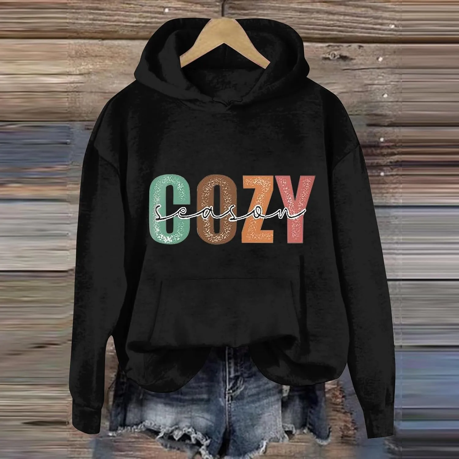 LCMTWX Women's Casual Hoodies Long Sleeve Jacket Floral Women Print Fashion Pocket Women's Coat Loose Sweatshirt with Fall Sw
