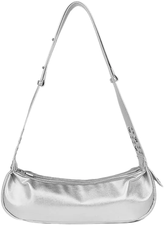 Leather Crossbody Bag Y2k Purse - Vintage Crescent Hobo Purse Women Adjustable Shoulder Bag Punk Streetwear Cute Bags