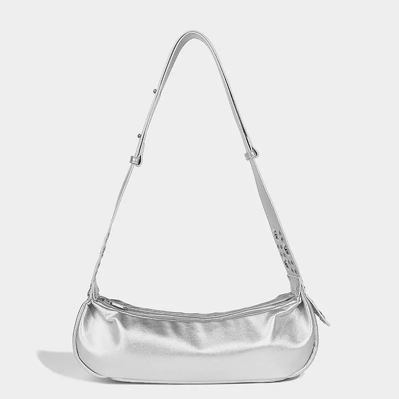 Leather Crossbody Bag Y2k Purse - Vintage Crescent Hobo Purse Women Adjustable Shoulder Bag Punk Streetwear Cute Bags