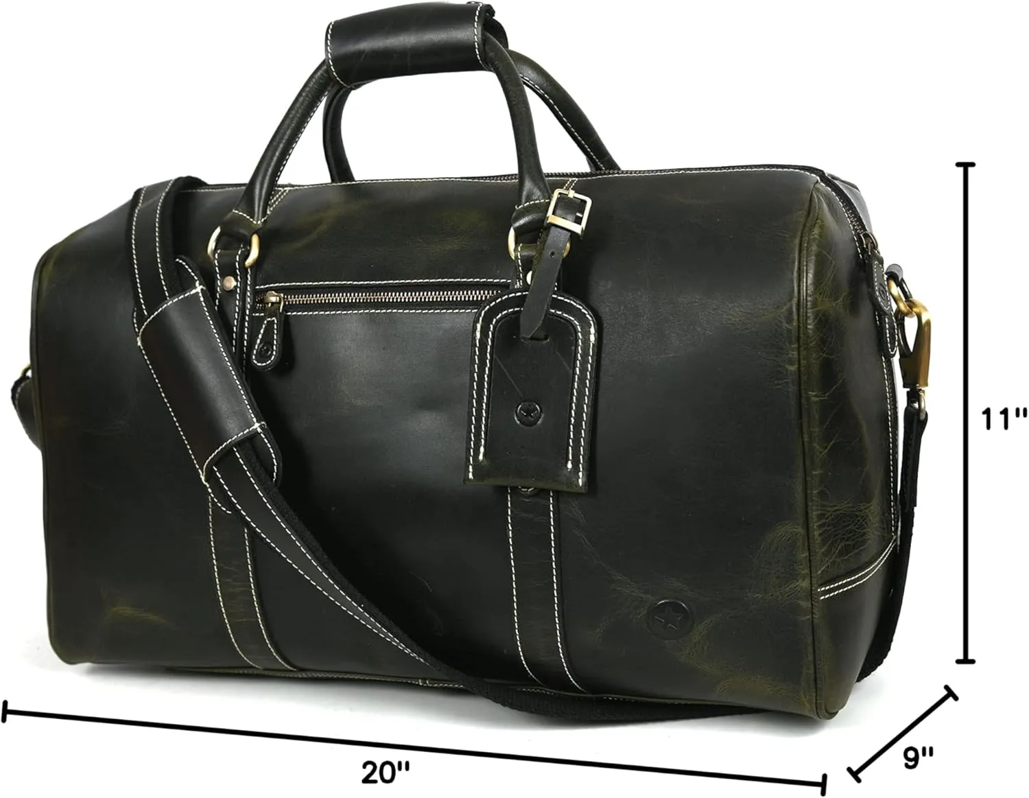 Leather Travel Duffel Bag | Gym Sports Bag Airplane Luggage Carry-On Bag | Gift for Father's Day by Aaron Leather Goods