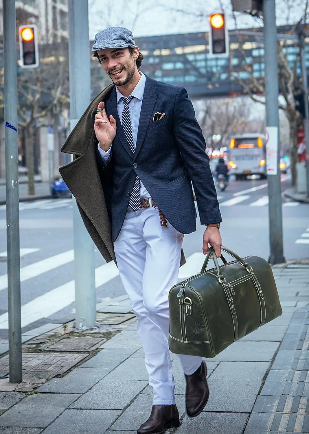 Leather Travel Duffel Bag | Gym Sports Bag Airplane Luggage Carry-On Bag | Gift for Father's Day by Aaron Leather Goods