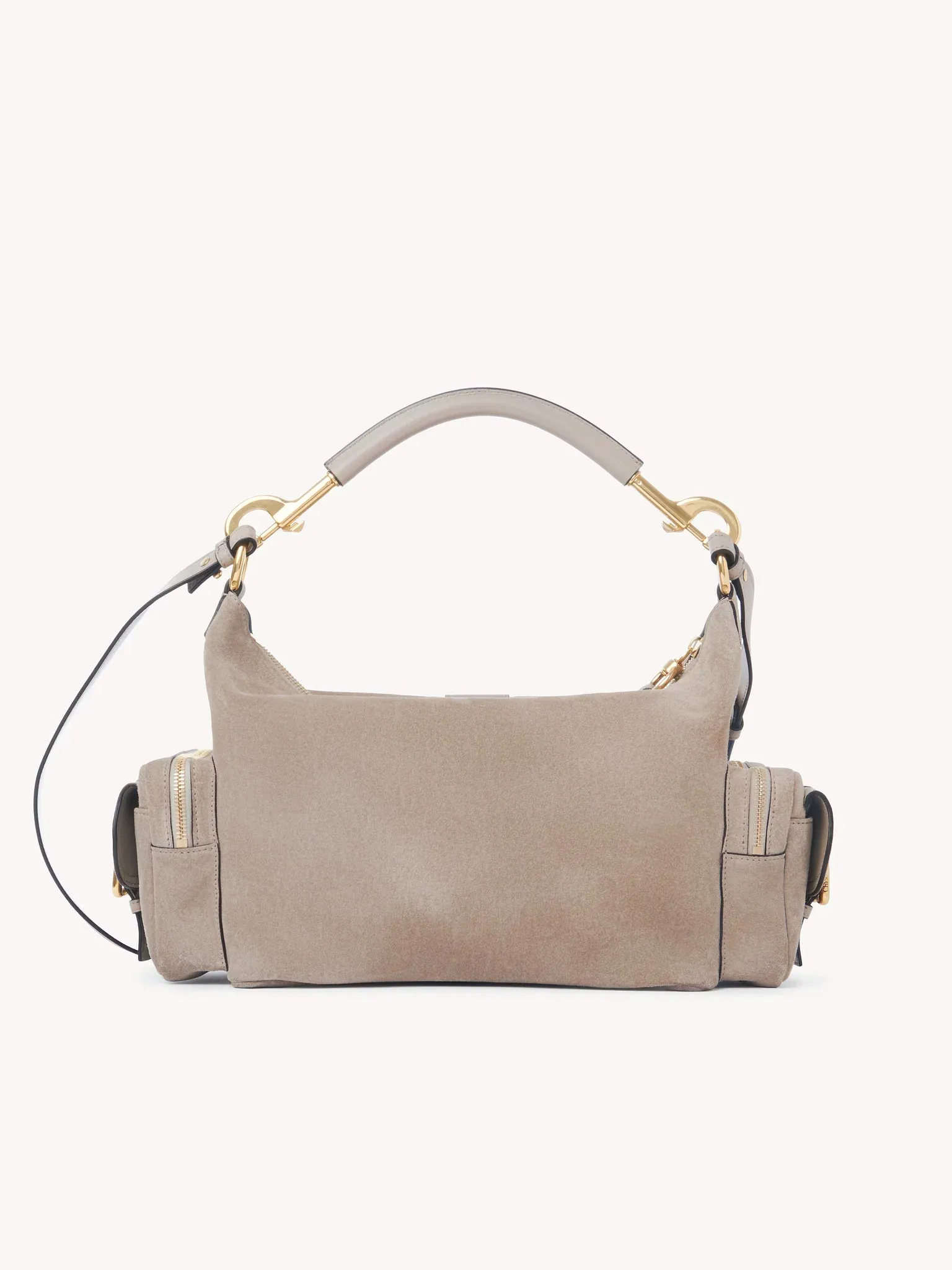Leather-Trimmed Suede Camera Shoulder Bag