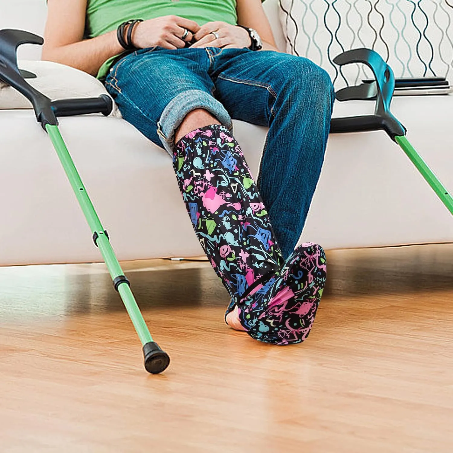 Leg Cast Covers - Black Cast Covers,Cast Sock Over Cast, Cast Sock Cast Cover Below The Knee Leg Cast Sleeve for Foot Leg Protector Men Women ((Hip-hop Style, M)