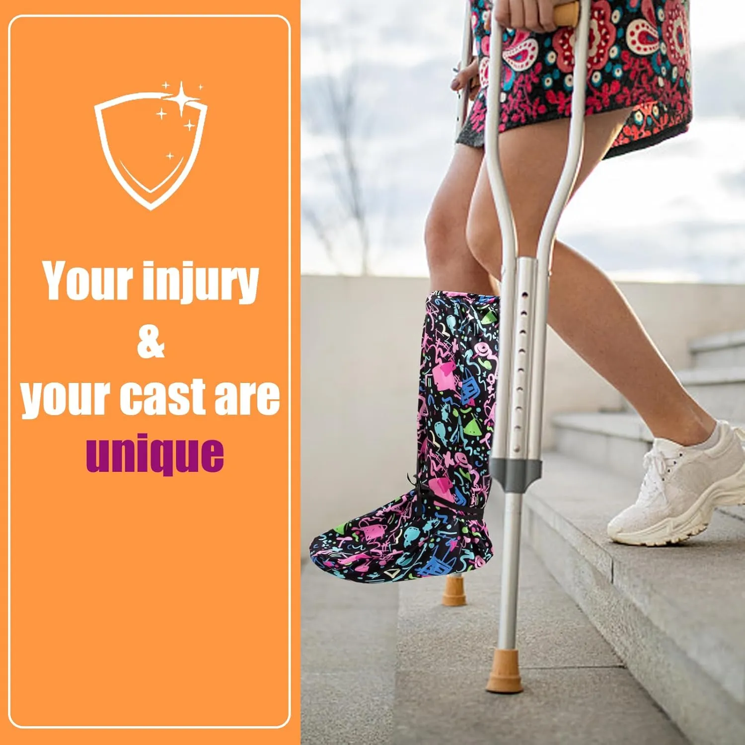 Leg Cast Covers - Black Cast Covers,Cast Sock Over Cast, Cast Sock Cast Cover Below The Knee Leg Cast Sleeve for Foot Leg Protector Men Women ((Hip-hop Style, M)