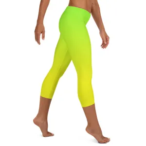 Lemon Lime Ombre Mid-waist Capri Leggings