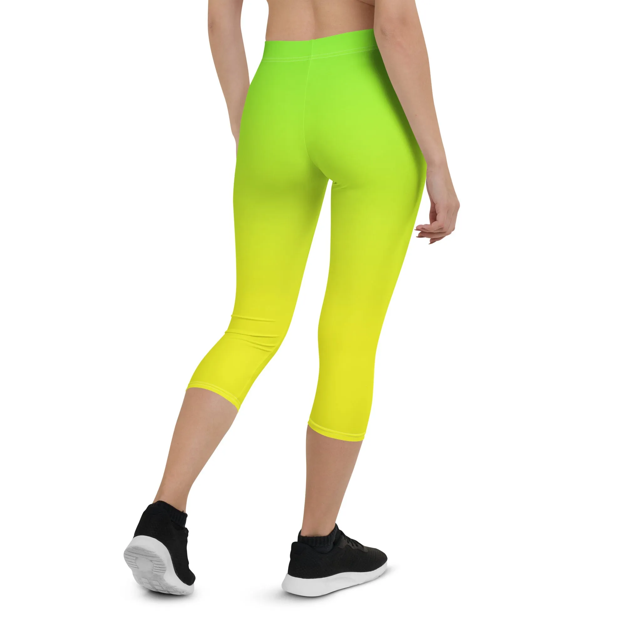 Lemon Lime Ombre Mid-waist Capri Leggings