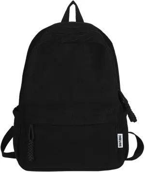 LEMONEYE Cute Corduroy Double - Shoulder Backpack for Women, Lightweight Laptop Bag, Great for Daily & Travel (Black)