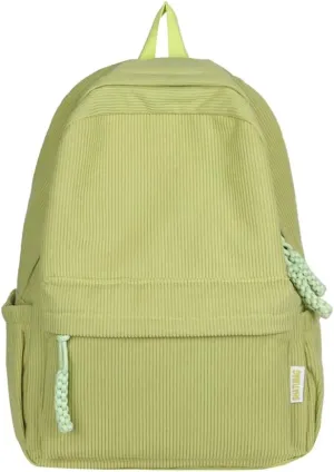 LEMONEYE Cute Corduroy Double - Shoulder Backpack for Women, Lightweight Laptop Bag, Great for Daily & Travel (Green)