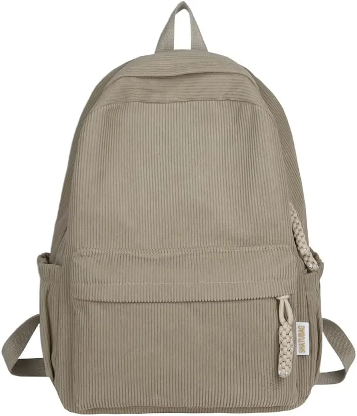 LEMONEYE Cute Corduroy Double - Shoulder Backpack for Women, Lightweight Laptop Bag, Great for Daily & Travel (Grey)