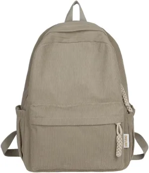 LEMONEYE Cute Corduroy Double - Shoulder Backpack for Women, Lightweight Laptop Bag, Great for Daily & Travel (Grey)