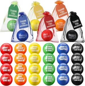 Lenwen 144 Pcs Employee Appreciation Gifts Including 2. 5'' Motivational Stress Balls for Adults Relief Thank You for Being Awesome Tags and Organza Bags Stress Relief Ball